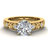 Solitaire Diamond Engagement Ring Women GIA Round Brilliant 14K Gold 1.35 ct I-I1 - Yellow Gold