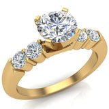 Diamond Engagement Ring Shoulder Accent Diamonds 14K Gold-H,SI - Yellow Gold