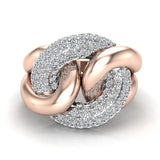 Cuban link Cocktail Rings for women Diamond Rings 14K Gold 1.00 ct-G,SI - Rose Gold
