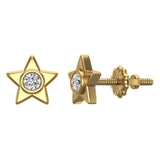 0.10 ct Diamond Earrings Star Shape Studs Bezel Settings 10K Gold-J,SI2 - Yellow Gold