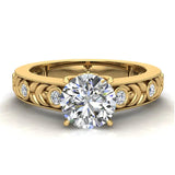 Solitaire Diamond Engagement Ring Women GIA Round Brilliant 14K Gold 1.35 ct G-SI - Yellow Gold