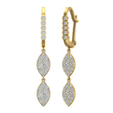 Marquise Diamond Dangle Earrings Dainty Drop Style 14K Gold 1.10 ct-G,SI - Yellow Gold