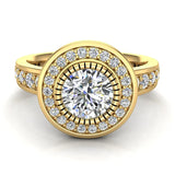 1.55 Ct Vintage Inspired Closed Set Solitaire Diamond Engagement Ring 14K Gold-G,SI - Yellow Gold