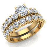 Trellis Round Diamond Wedding Ring Set 2.05 ctw 14K Gold (I,I1) - Yellow Gold