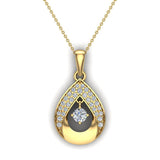 14K Gold Necklace Dainty Diamond Studded Tear-drop Style 0.27 ct-G,I1 - Yellow Gold