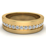 Men’s Diamond Wedding Band Semi-Eternity 14K Gold 0.45 ct-G,SI - Yellow Gold