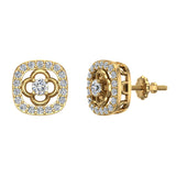 14K Gold Diamond Stud Earrings Cushion Shape 0.67 carat-I,I1 - Rose Gold