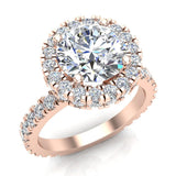 Moissanite Halo Engagement Ring 14K Gold for Women 3.35 ct-G,SI - Rose Gold