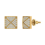 Diamond Stud Earrings Pyramid Style 14K Gold 0.50 carat-I,I1 - Yellow Gold
