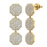 1.28 ct Hexagon Diamond Chandelier Earring Waterfall Style 14K Gold-I,I1 - Yellow Gold