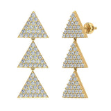 14k Triangle Diamond Chandelier Earrings Waterfall Style 0.95 ct-I,I1 - Yellow Gold