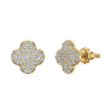 Luck Charm Clover Pave Cluster Diamond Stud Earrings 1/2 ct 14K Gold-G,SI - Yellow Gold