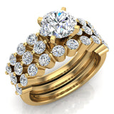 2.07 Ct Shared-Prong setting Wedding Ring Set w/Enhancer Bands 18K Gold-G,VS - Yellow Gold