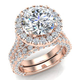 Moissanite Halo Engagement ring for women 14K Gold 4.15 ct-VS - Rose Gold
