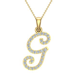 Initial pendant G Letter Charms Diamond Necklace 18K Gold-G,VS - Yellow Gold
