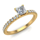 Petite Engagement Rings for Women Princess Diamond 14K Gold 0.65 ct-I1 - Yellow Gold