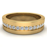 Men’s Diamond Wedding Band Groove & Diamond Look 14K Gold-I,I1 - Yellow Gold