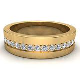 Men’s Diamond Wedding Band Groove & Diamond Look 18K Gold-G,VS - Yellow Gold