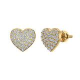 Heart Cluster Pave Diamond Earrings 1/2 ct 18K Solid Gold-G,VS - Yellow Gold