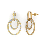Intertwined Circles Loop Diamond Chandelier Earrings 14K Gold 1.53 ct-G,SI - Yellow Gold