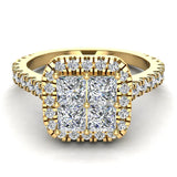 Princess Cushion Halo Diamond Engagement Ring 1.38 ctw 18K Gold-G,SI - Yellow Gold