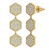 Hexagon Diamond Chandelier Earrings Waterfall Style 14K Gold-G,SI - Yellow Gold