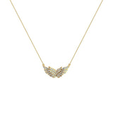 14K Gold Necklace Feather & Wings Diamond Pendant 0.74 ctw G,SI - Yellow Gold