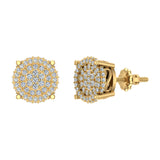 Diamond Cluster Earrings Round Cut Diamond Studs 18K Gold 0.50 ct-G,VS - Yellow Gold