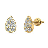 Pear Cluster Diamond Stud Earrings 0.46 ct 14K Gold-G,SI - Yellow Gold
