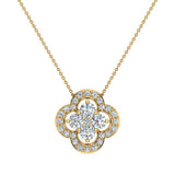 0.80 cttw Loop style Flower Cluster Diamonds Necklace 18K Gold-G,VS - Yellow Gold