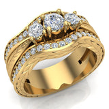 1.20 Ct Past Present Future Diamond Wedding Ring Set 14K Gold Glitz Design-G,SI - White Gold