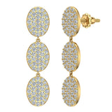 Oval Diamond Chandelier Earrings Waterfall Style 14K Gold-I,I1 - Yellow Gold