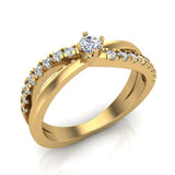 Minimalist Twin Shank Promise Diamond Ring 14K Gold 0.40 CT-G,I1 - Yellow Gold