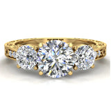 1.28 Carat Vintage Trilogy Wedding Ring 18K Gold (G,SI) - Yellow Gold
