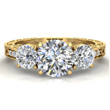 1.28 Carat Vintage Trilogy Wedding Ring 14K Gold (G,I1) - Yellow Gold