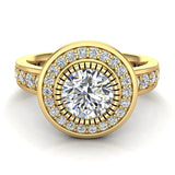 1.55 Ct Vintage Inspired Closed Set Solitaire Diamond Engagement Ring 14K Gold-I,I1 - Yellow Gold