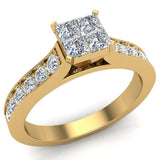 0.70 Ct Four Quad Princess Diamond Cathedral Accent Engagement Ring 14K Gold-G,I1 - Yellow Gold