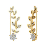 Stem and the Flower vines Ear climber earrings 14k Gold-G,SI - Yellow Gold