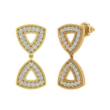 Minimalist Triangle Motif Diamond Dangle Earrings 14K Gold 0.60 ct-G,SI - Yellow Gold
