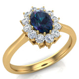 June Birthstone Alexandrite Oval 14K Gold Diamond Ring 0.80 ct tw - Yellow Gold
