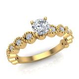 18K Gold Evil Eye Engagement Ring Round Cut Diamond 0.65 carat-VS - Yellow Gold