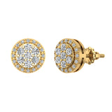 Halo Cluster Diamond Earrings 0.48 ct 14K Gold-G,SI - Yellow Gold