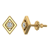 0.10 ct Diamond Earrings Kite Shape Studs Bezel Settings 10K Gold-J,SI2 - Yellow Gold