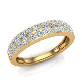 Diamond Wedding Band Two Row Diamond Wedding Ring 14K Gold 0.70 ct SI - Yellow Gold