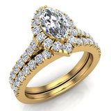 Marquise Cut Halo Diamond Wedding Ring Set 1.25 ctw 14K Gold-I,I1 - Yellow Gold
