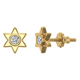 Diamond Earrings Star Shape 6-point Studs Bezel Settings 10K Gold-J,SI2-I1 - Yellow Gold