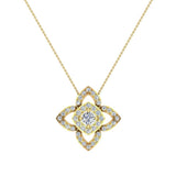 0.90 cttw Floral pattern motif Diamond Necklace 14K Gold (I,I1) - Yellow Gold