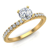 Petite Engagement Ring Round Cut Diamond 18K Gold 0.65 ct-G,SI - Yellow Gold