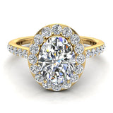 Oval Brilliant Halo Diamond Engagement Ring 14K Gold (I,I1) - Yellow Gold
