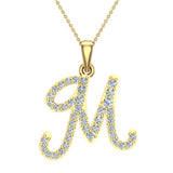 Initial pendant M Letter Charms Diamond Necklace 14K Gold-G,I1 - Yellow Gold